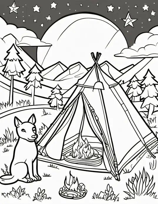 Sunset Tent Glow for Campfire Coloring