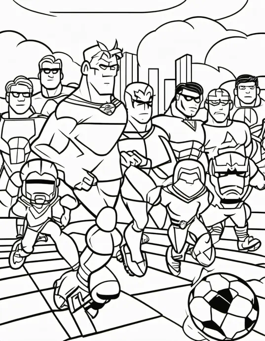Color Superhero Soccer Matchday Scene