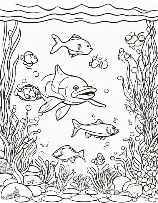 Explore Ocean Creatures Coloring Page