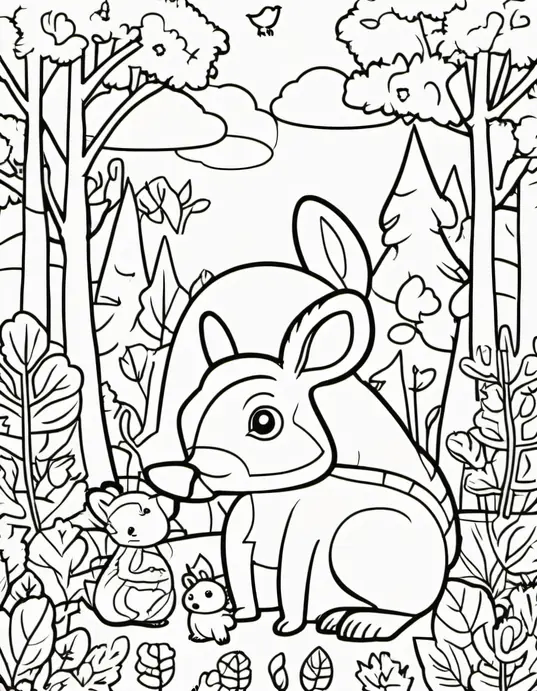 Autumn Forest Animals Coloring Page