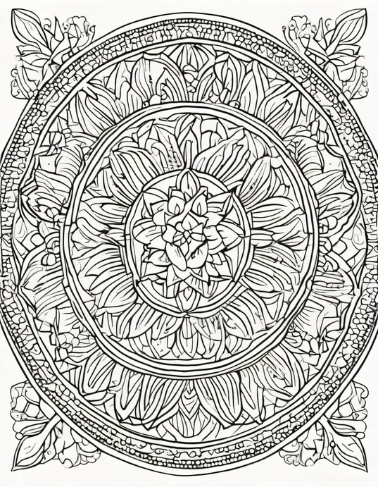 Enchanting Rainbow Mandala Coloring Page for Kids