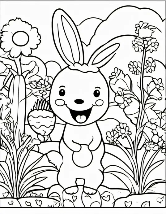 Colorful Carrot Garden for Kids to Draw