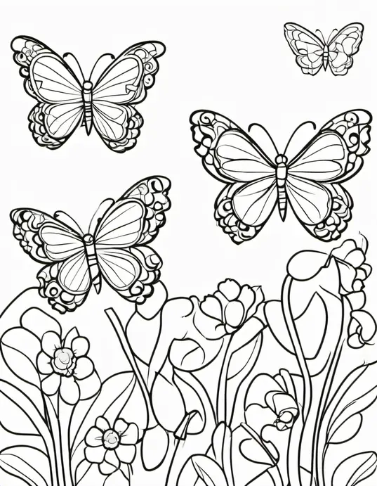 Color Heart-Shaped Butterflies Together