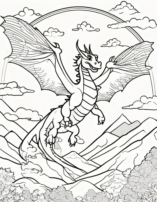 Anime-Inspired Dragon Color-in Inspiring Adventure Scene