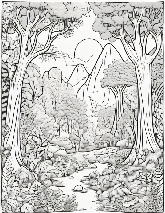 Enchanted Forest Coloring Scene for Kids