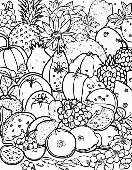 Colorful Summer Fruit Garden Scene for Kids