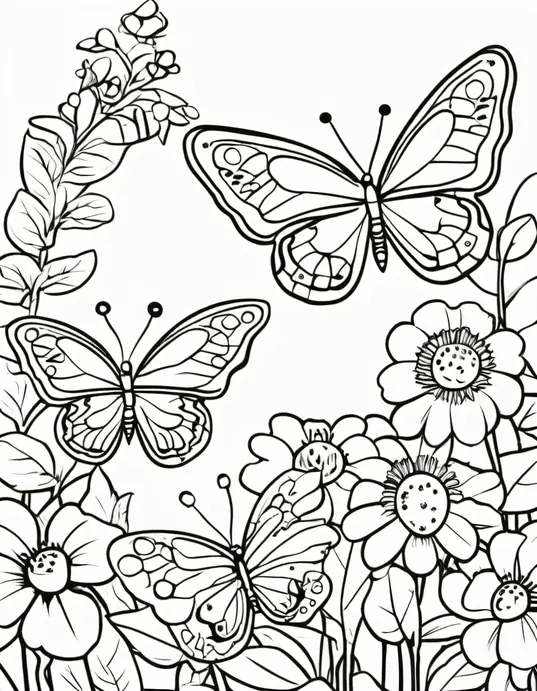 Butterfly Garden Coloring Patterns for Kids