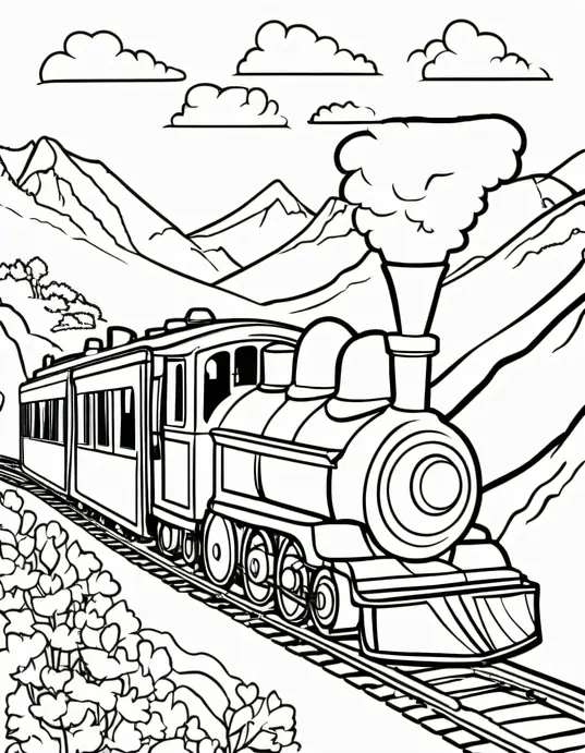 Colorful Steam Train Journey through Mountain Tunnels