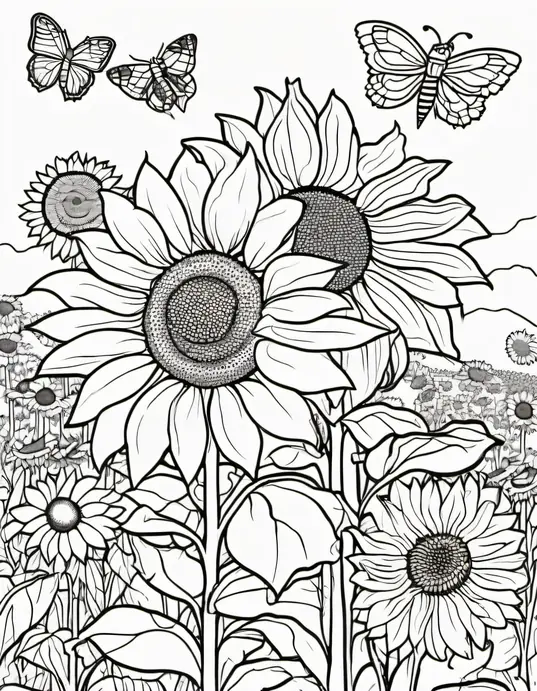 Sunflower Meadow Coloring Adventure