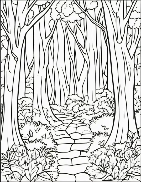 Spooky Forest Creature Coloring Scene