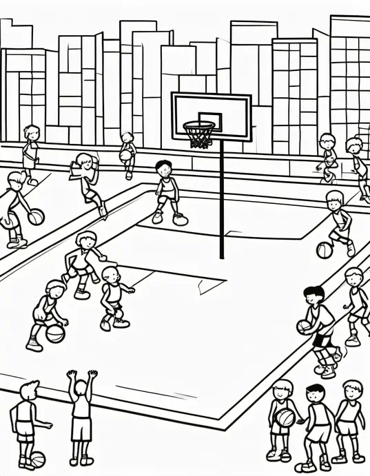 Coloring Basketball Players Playground Sunshine Fun