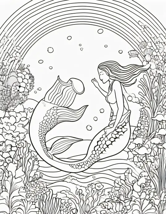 Color Mermaids Underwater Rainbow Garden