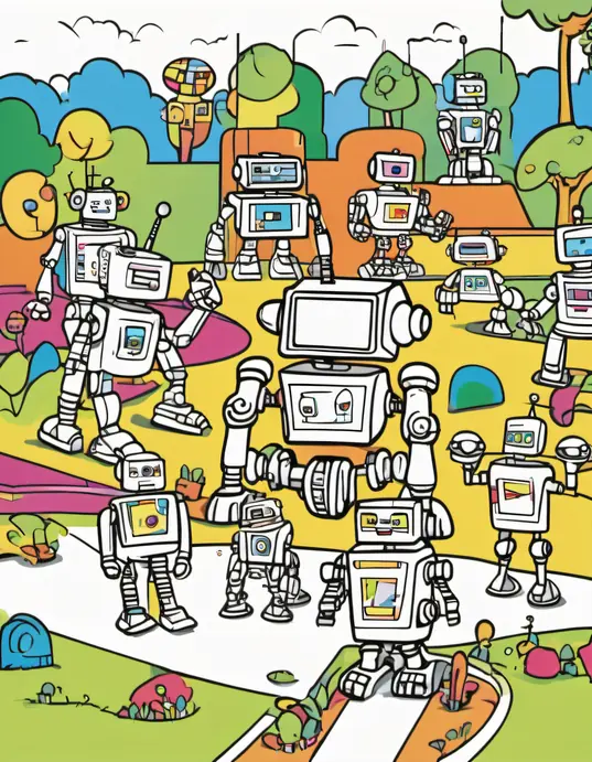Colour Robot Playground Adventure Scene
