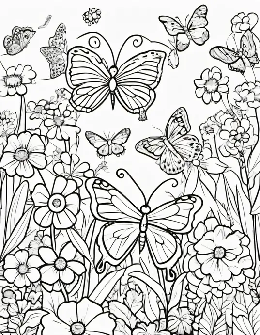 Butterfly Garden Coloring Patterns for Kids
