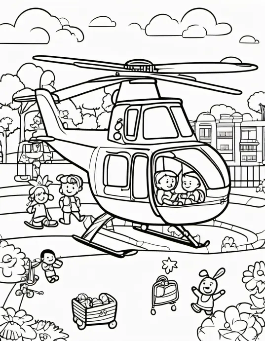 Color and Fly: Rainbow Helicopter Playground Scene