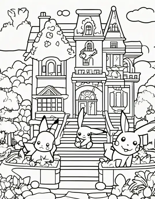 Pokemon Coloring: Capture Pikachu's Rainbow Mansion!