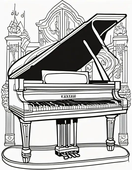 Joyful Piano Keys Coloring Page