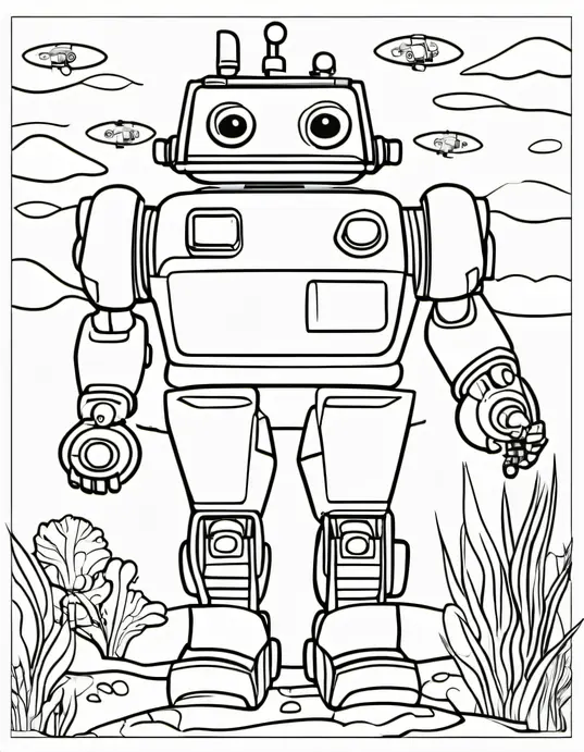 Colorful Underwater Robot Adventure Scene