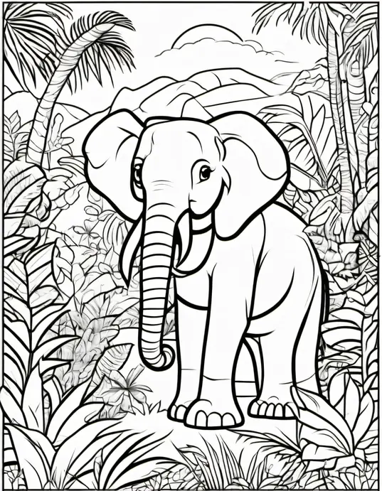 Exotic Jungle Animals Coloring Page
