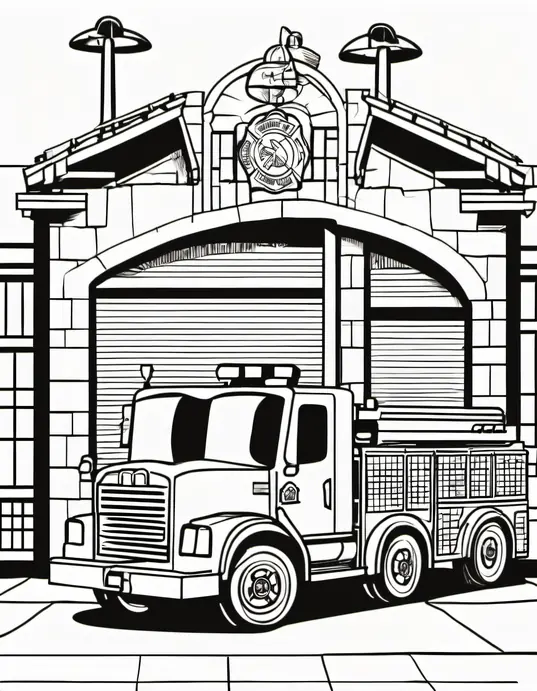 Colorful Fire Station Play Scene for Kids