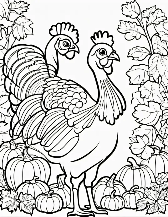 Turkey Farm Coloring Page Delight!