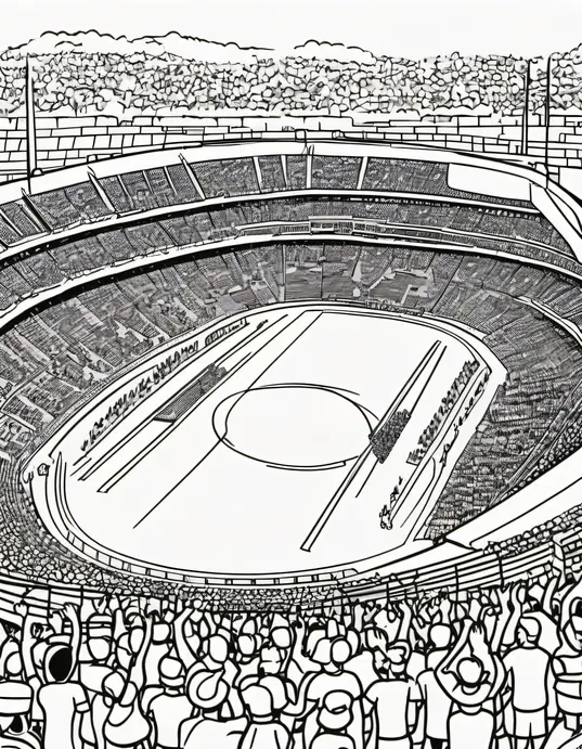 Colorful Olympic Stadium for Kids: Fun Coloring Page
