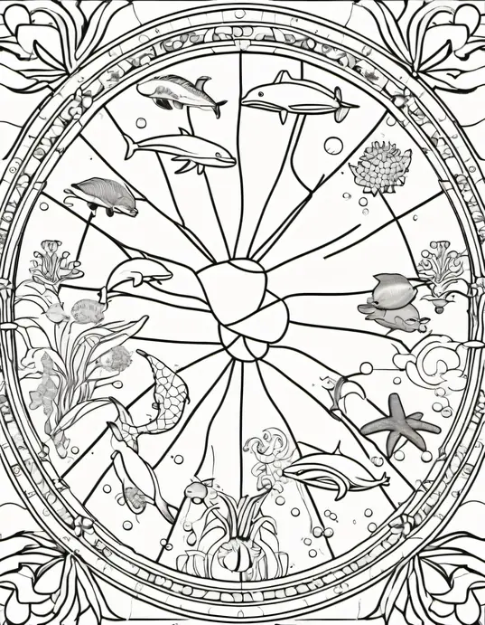 Colorful Ocean Mandala for Kids to Explore