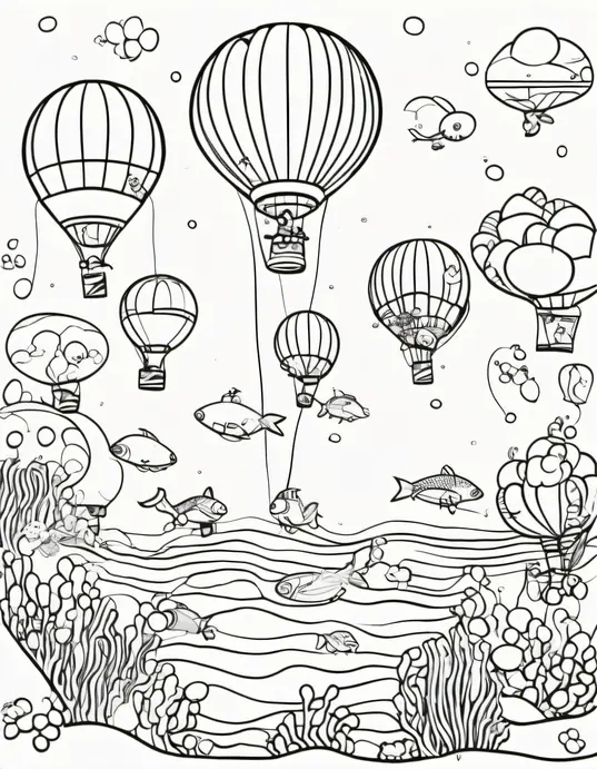 Colorful Underwater Balloon Party Scene