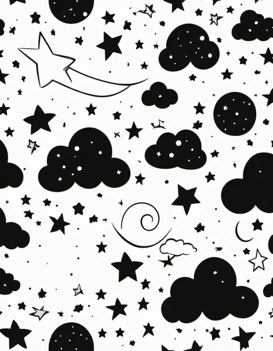 Color Stars: Glittery Night Sky Coloring Page