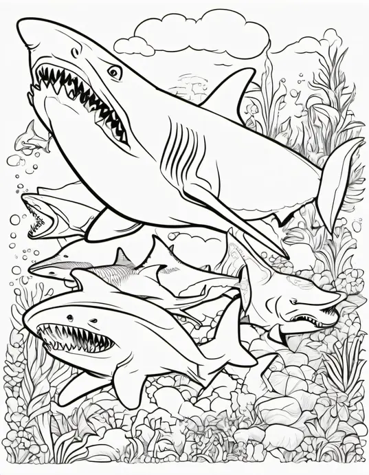 Color and Discover Underwater Shark Friends