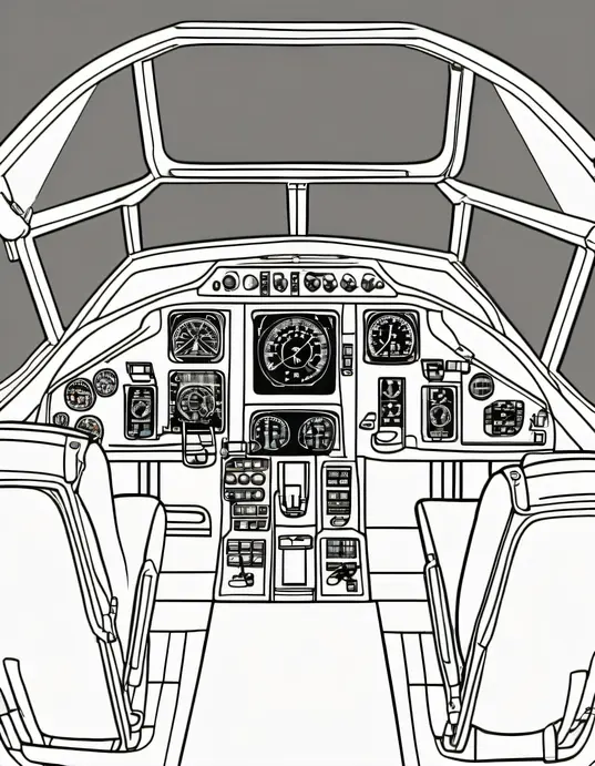 Colorful Cockpit Coloring Page for Kids