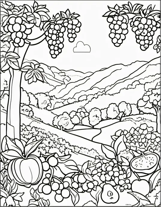 Colorful Fruit Garden for Kids to Color