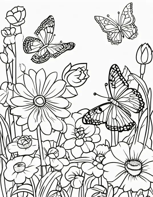 Butterfly Garden Coloring Patterns for Kids