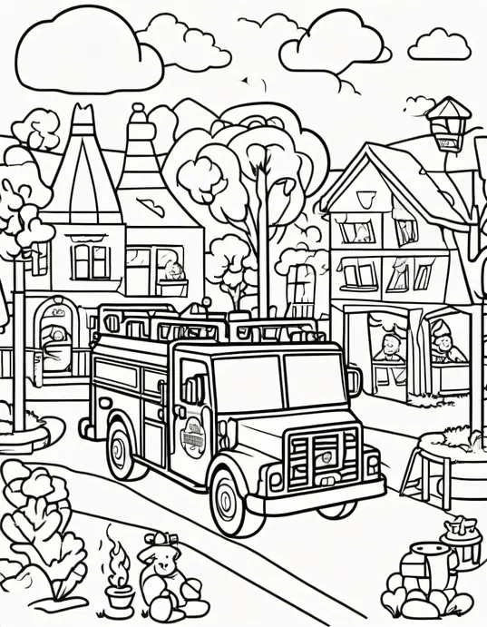Color and Explore: Fire Truck Playground Adventure