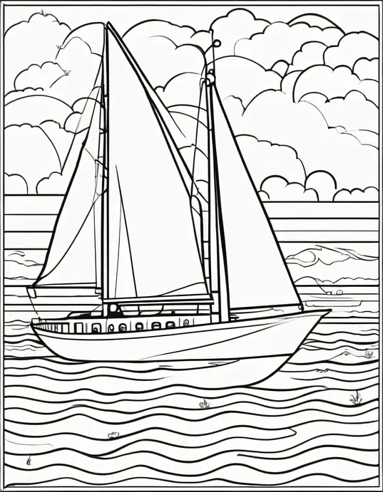 Sailboat Coloring Adventure at Sunset Bay