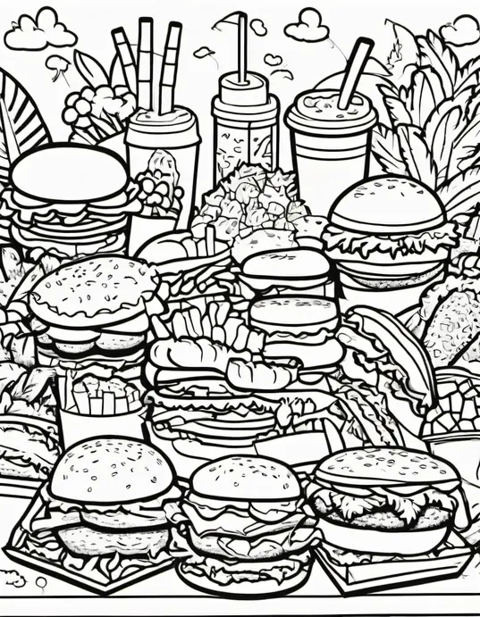 Color and Play: Happy Burger Jungle Feast!