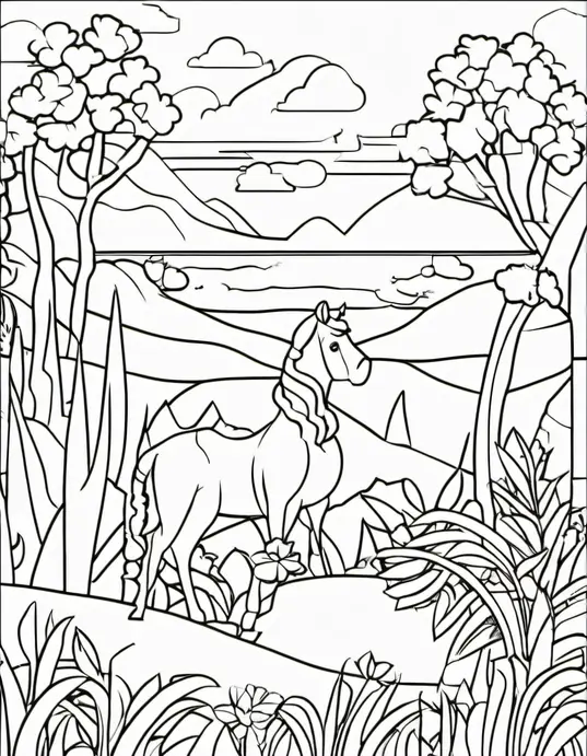 Pink Puppy and Friendly Fox Coloring Scene
