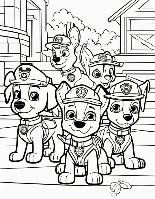Coloring Paw Patrol Puppy Adventure Scene