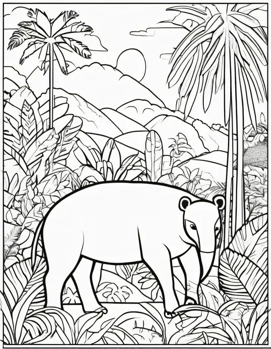 Exotic Jungle Animals Coloring Page
