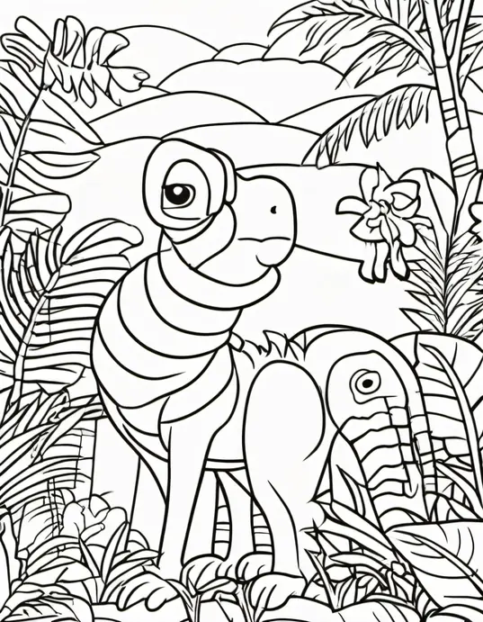 Colorful Jungle Babies: Lion, Elephant, and Monkey Scene