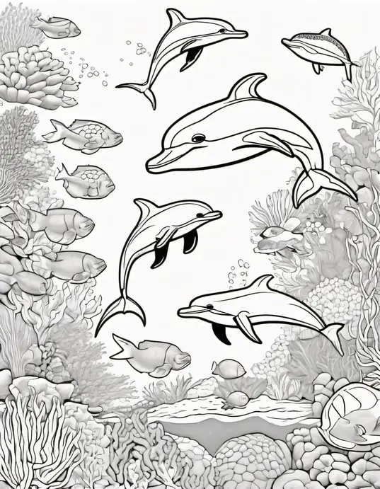 Underwater Dolphin Coloring Adventure
