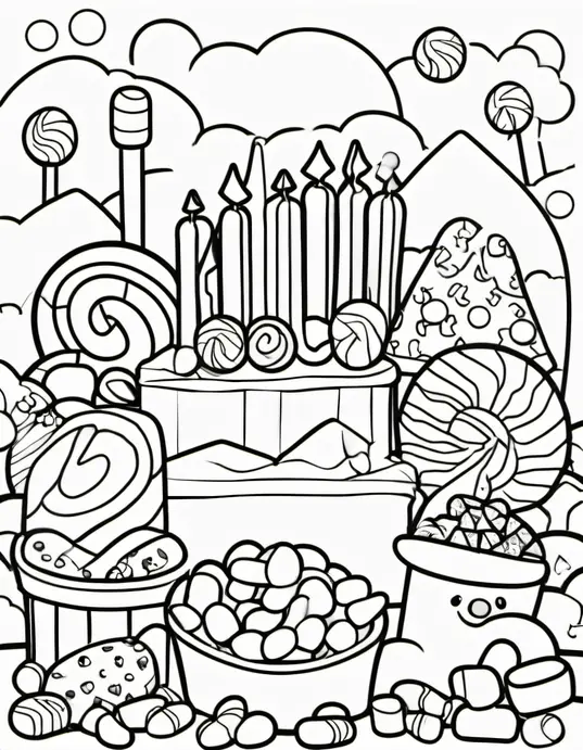 Sweet Candyland Coloring Page for Kids