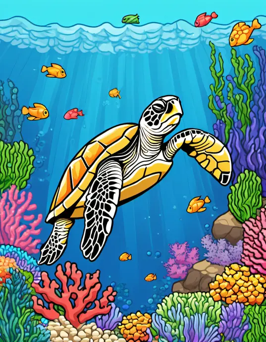 Pixel Art Coloring: Ocean Turtle Adventure