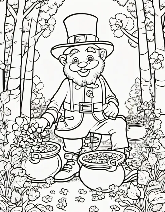 Lucky Leprechaun Forest Coloring Page