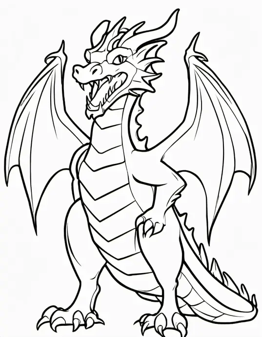 Anime-Style Dragon Coloring Page for Little Artists