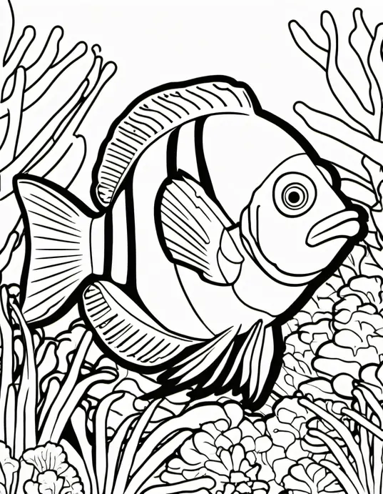 Tropical Fish Reef Coloring Page