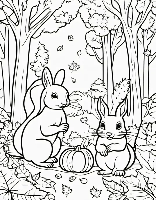Autumn Forest Animal Coloring Page