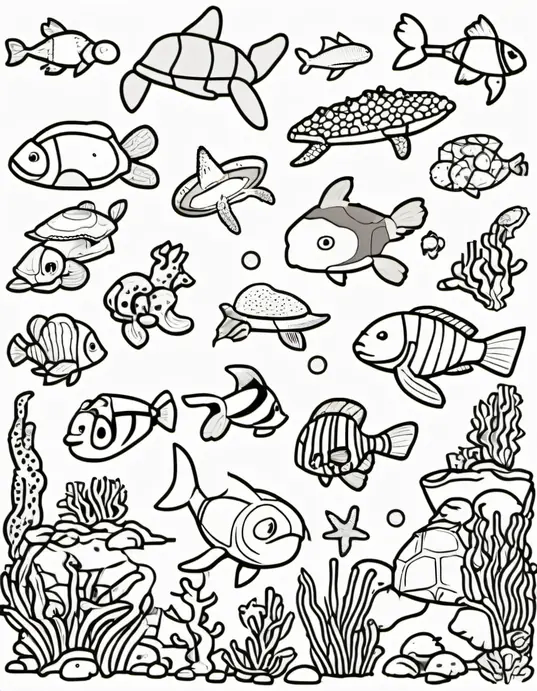 Pixel Art Ocean Creature Color-In Adventure