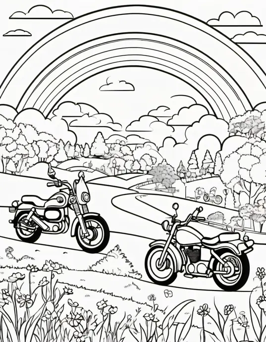 Color Motorcycle Ride Through Rainbow Meadow