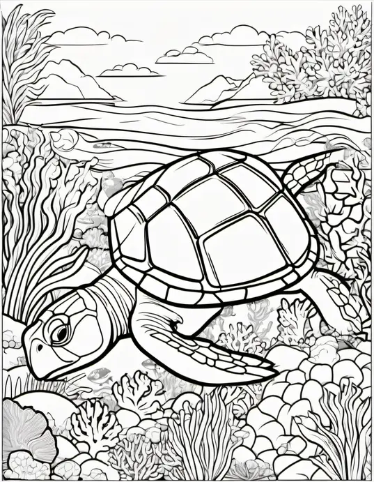 Color Underwater Turtles and Coral Reef Friends